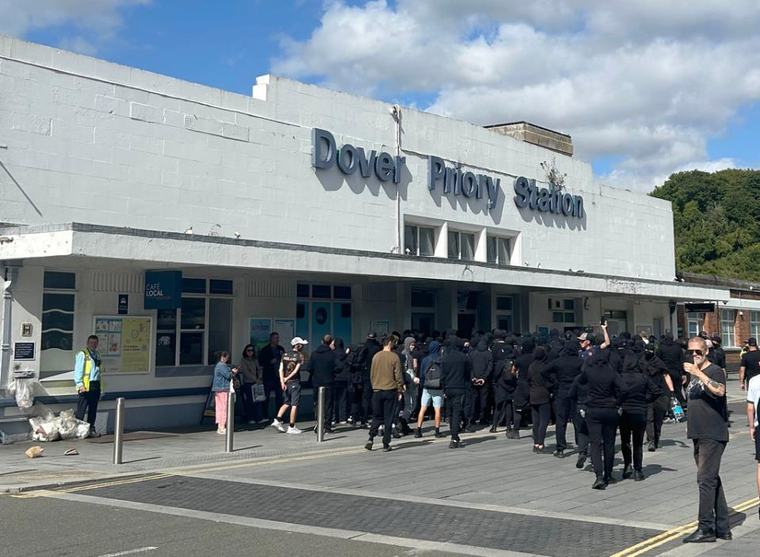 Masked men block roads into Dover port in England in apparent anti-immigrant protest