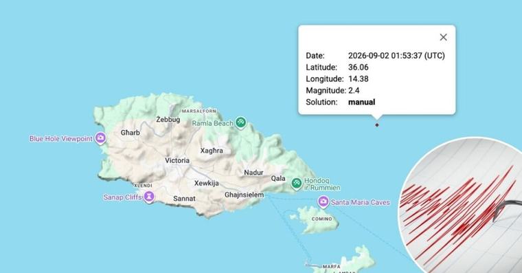 2.4-Magnitude Tremor Off Gozo Wakes Residents In Early Hours