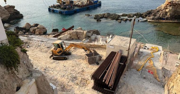 Works Continue At Għar Lapsi As Bay Recovers From Storm Harry Damage